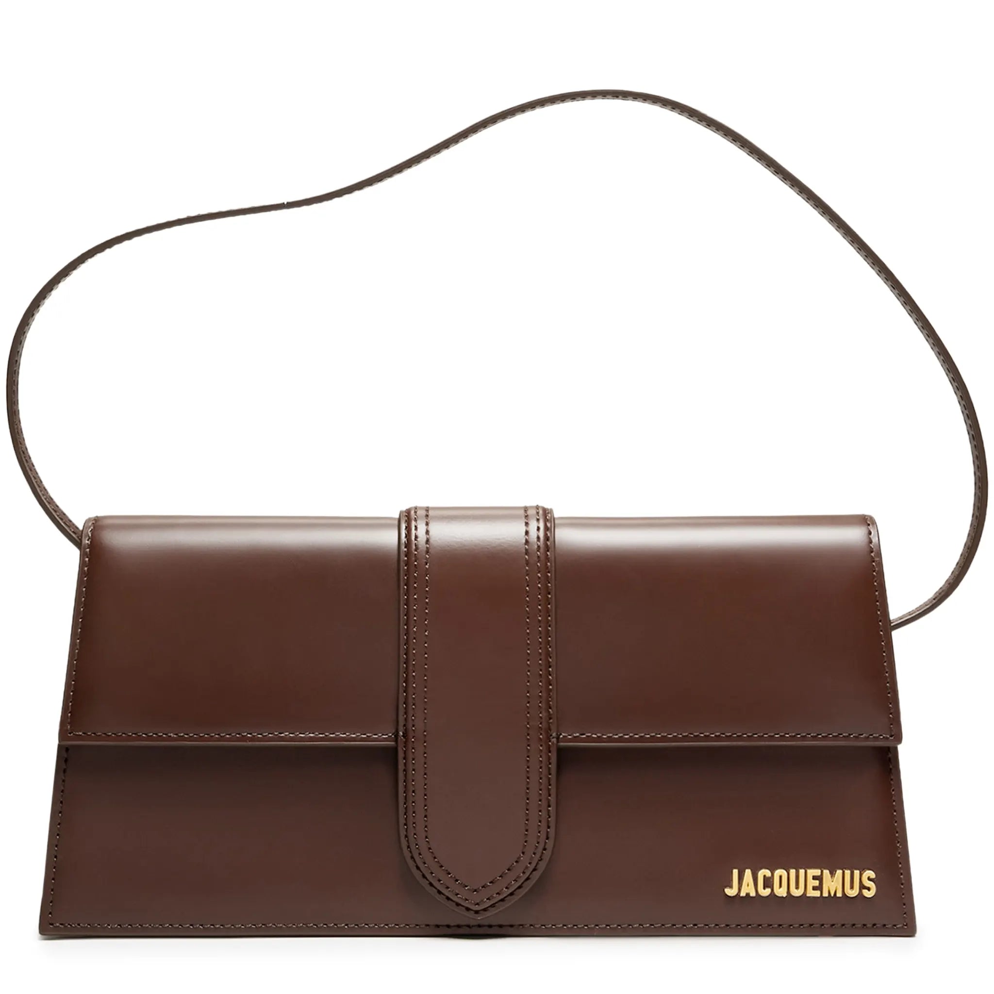 Front View of Jacquemus Le Bambino Long Flap Brown Shoulder Bag BAW00013AC01A01850